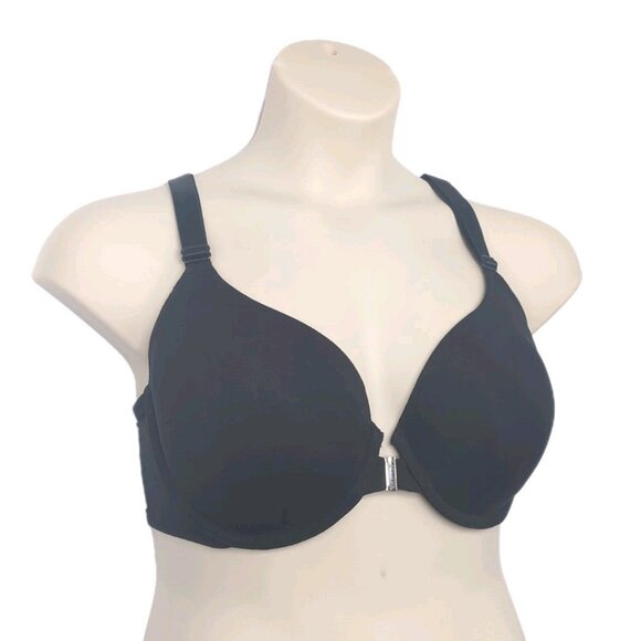 Cacique Lane Bryant Womens Front Close Black T Shirt Bra U/W Lace X Back 44D - Picture 5 of 9